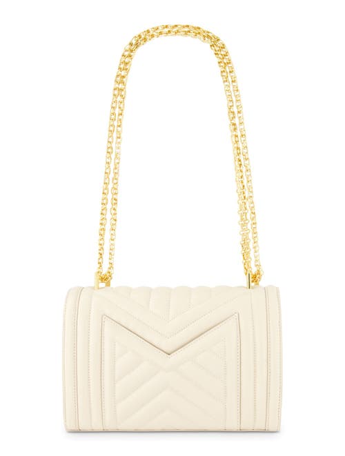 Mac Duggal Gold Chain Quilted Napa Leather Handbag In Ecru