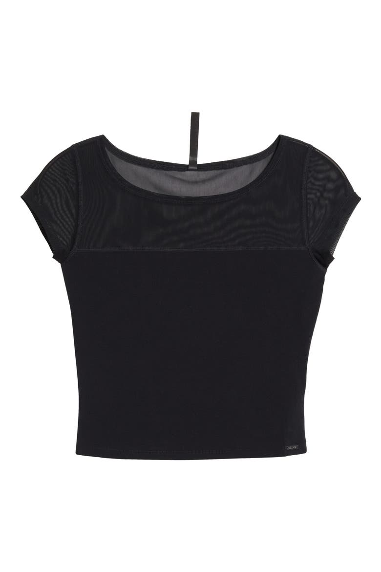 Mesh Boat Neck Performance Tee, Alternate, color, BLACK