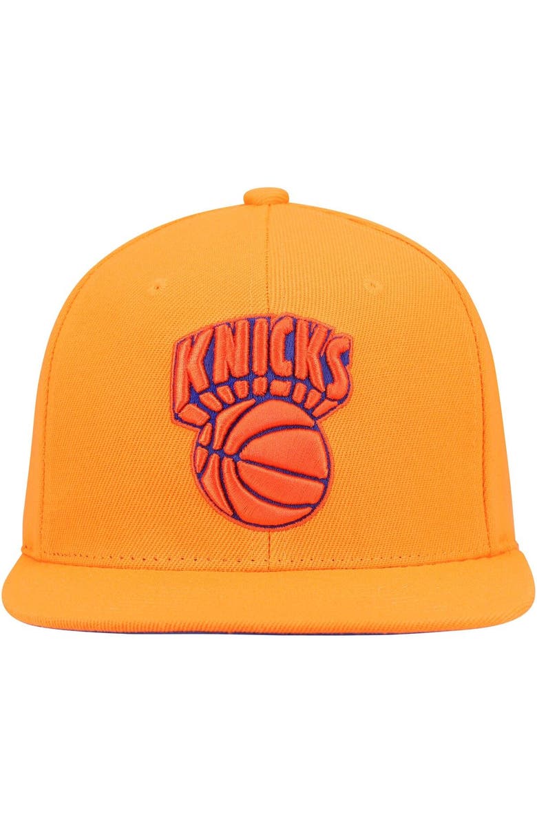 Mitchell & Ness Men's Mitchell & Ness Orange New York Knicks Hardwood Classics Tonal Snapback Hat, Alternate, color, 