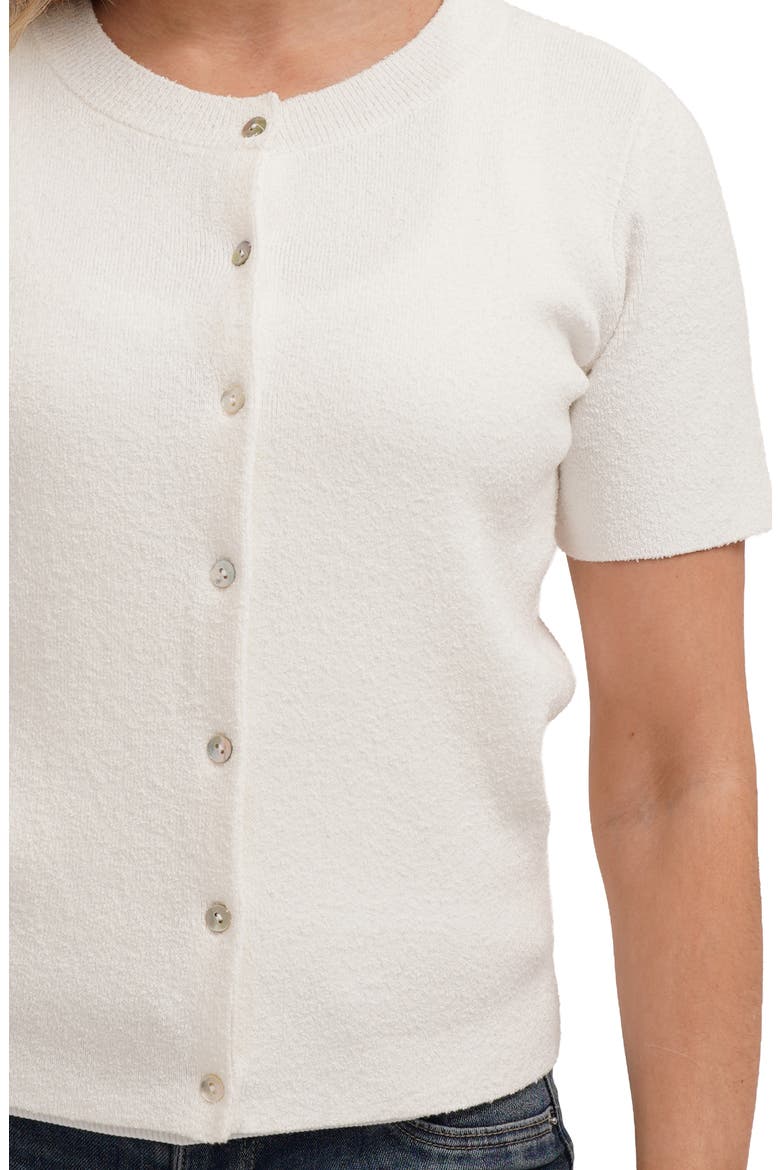 Short Sleeve Cardigan, Alternate, color, BONE