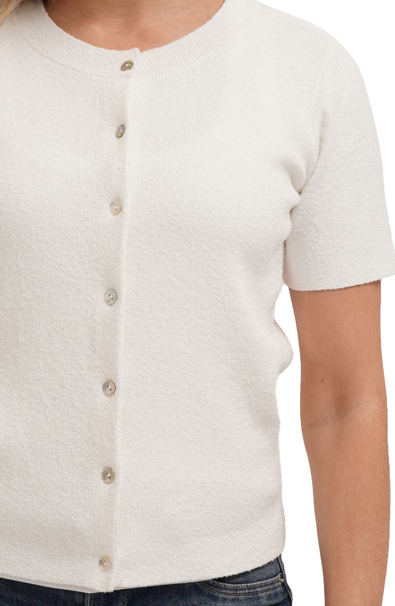 CYRUS Short Sleeve Cardigan, Alternate, color, Bone