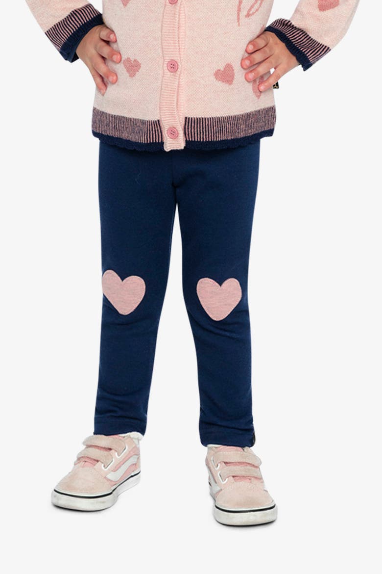 Brushed Jersey Heart Appliqué Elastic Waist Leggings, Alternate, color, Royal Blue and Pink
