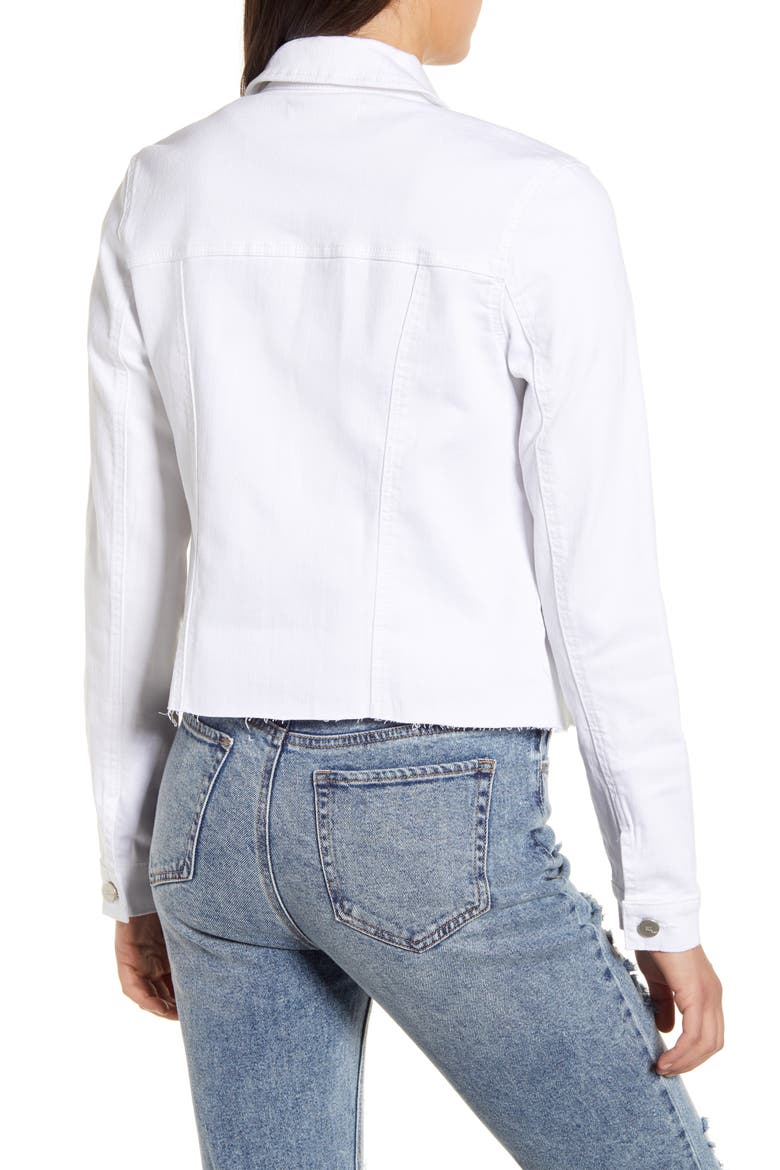 Fray Hem Denim Jacket, Alternate, color, WHITE