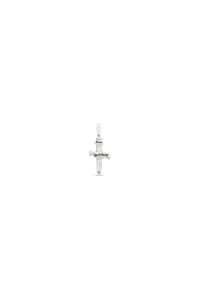Medium Cross Charm Plated in Sterling Silver, Main, color, Silver