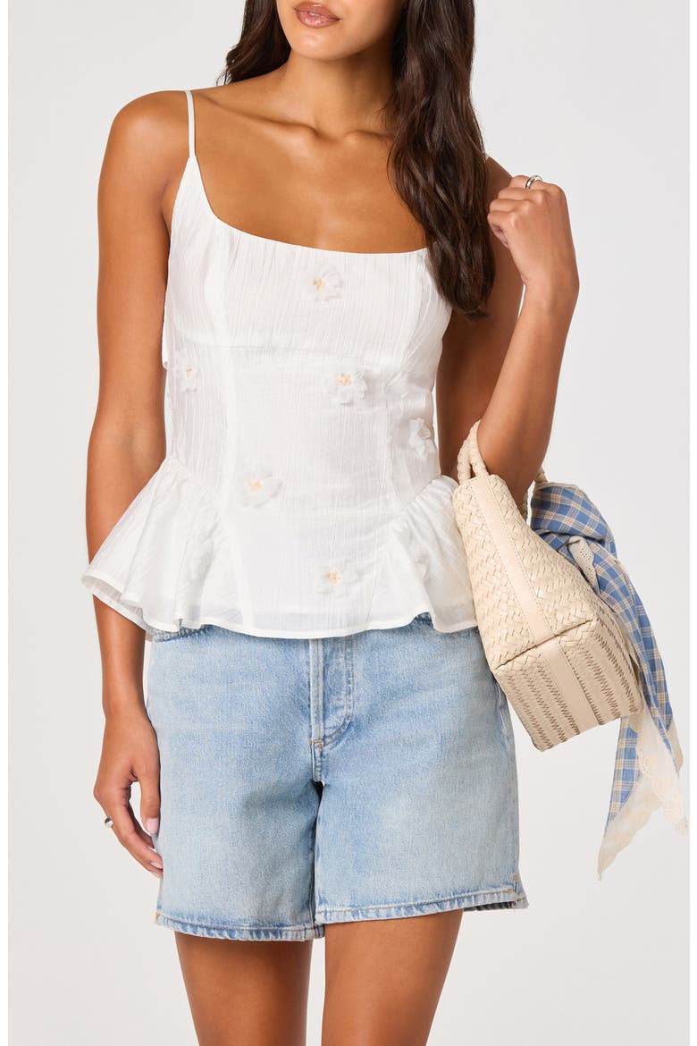 Kassidy Floral Appliqué Camisole, Alternate, color, WHITE