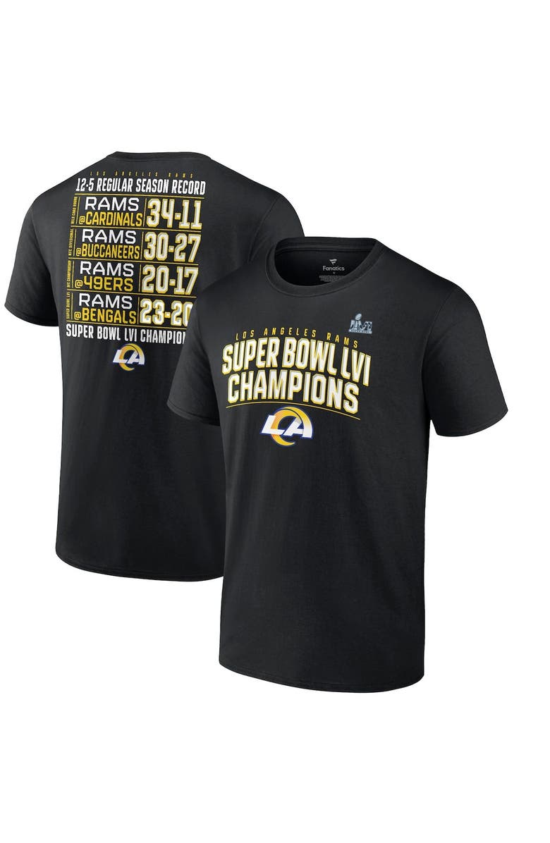 FANATICS Men's Fanatics Branded Black Los Angeles Rams Super Bowl LVI Champions Big & Tall Schedule T-Shirt, Main, color, 