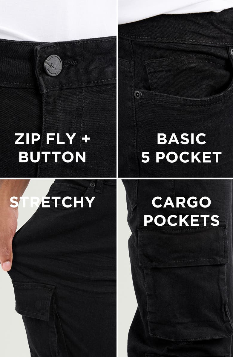 XRAY Straight Fit Cargo Jeans, Alternate, color, Jet Black