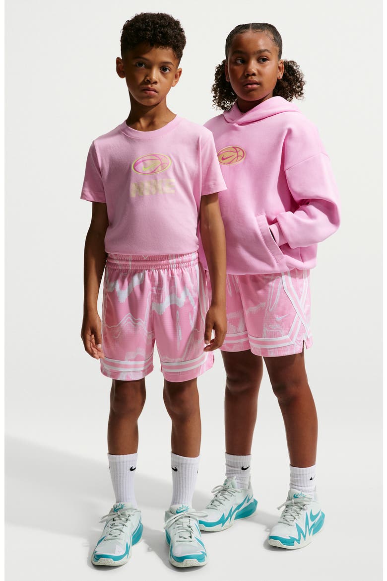 Kids' Dri-FIT Performance Basketball Shorts, Alternate, color, PINK RISE/ WHITE