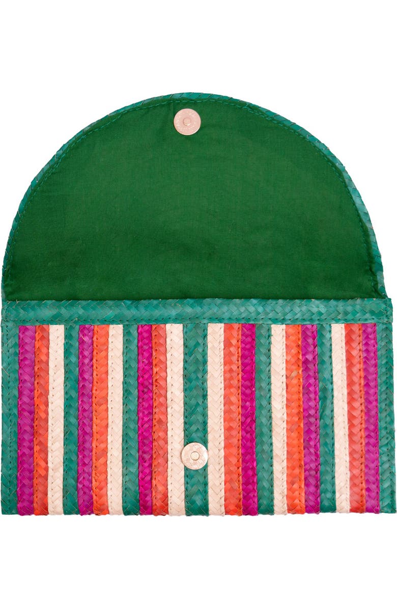 Jelavu Brooke Striped Raffia Clutch, Alternate, color, Green Multi
