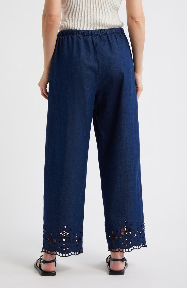 Madewell Eyelet Denim Pull-On Pants, Alternate, color, Marfield Wash