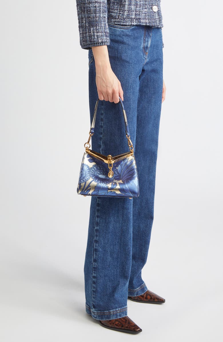 Etro Small Vela Floral Print Leather Shoulder Bag, Alternate, color,