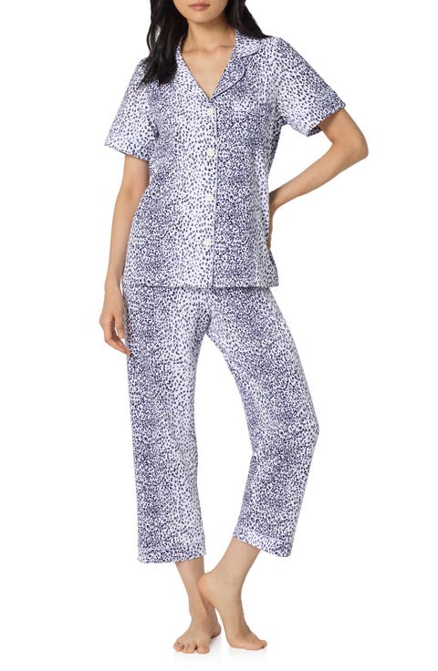 Print Stretch Organic Cotton Jersey Crop Pajamas (Regular & Plus)
