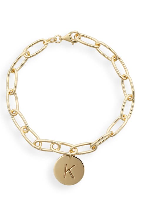 Initial Disc Charm Bracelet
