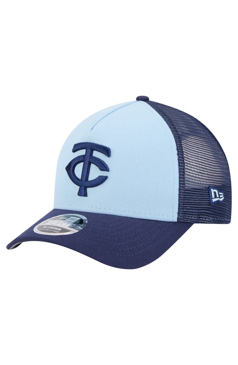 New Era Men's New Era Light Blue/Navy Minnesota Twins 2-Tone Color Pack 9FORTY Adjustable Trucker Hat, Main, color,