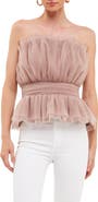 Endless Rose Strapless Tulle Peplum Top