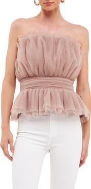 Endless Rose Strapless Tulle Peplum Top