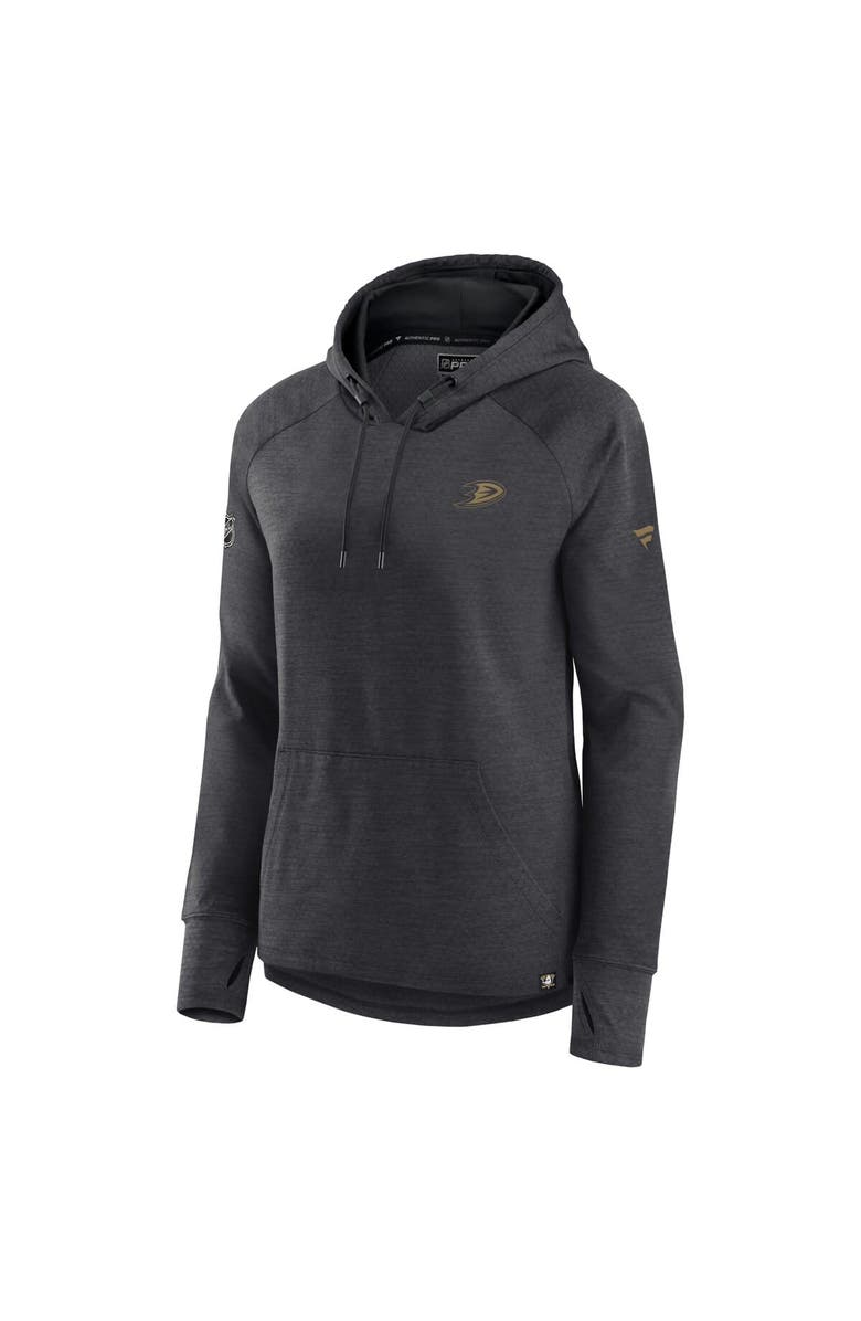 FANATICS Women's Fanatics Branded  Heather Charcoal Anaheim Ducks Authentic Pro Pullover Hoodie, Alternate, color, Heather Charcoal