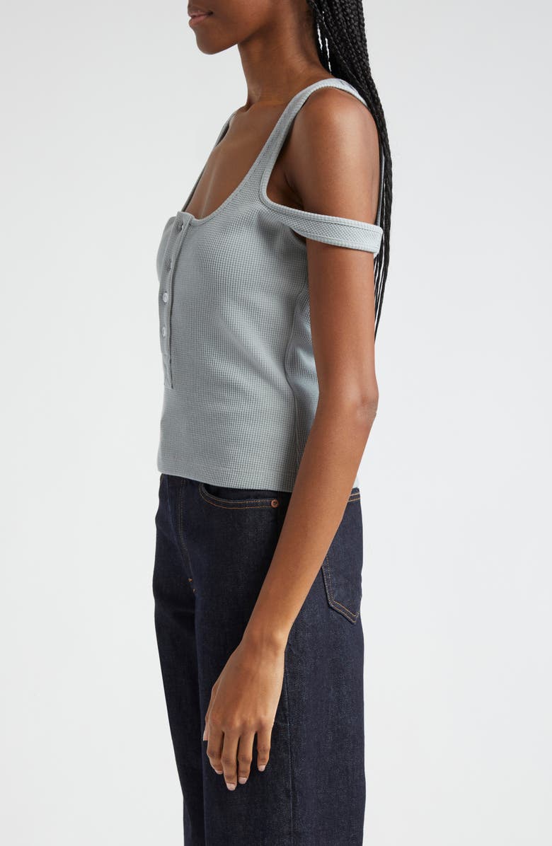 K.NGSLEY Gender Inclusive Two-Way Cold Shoulder Waffle Tank, Alternate, color,