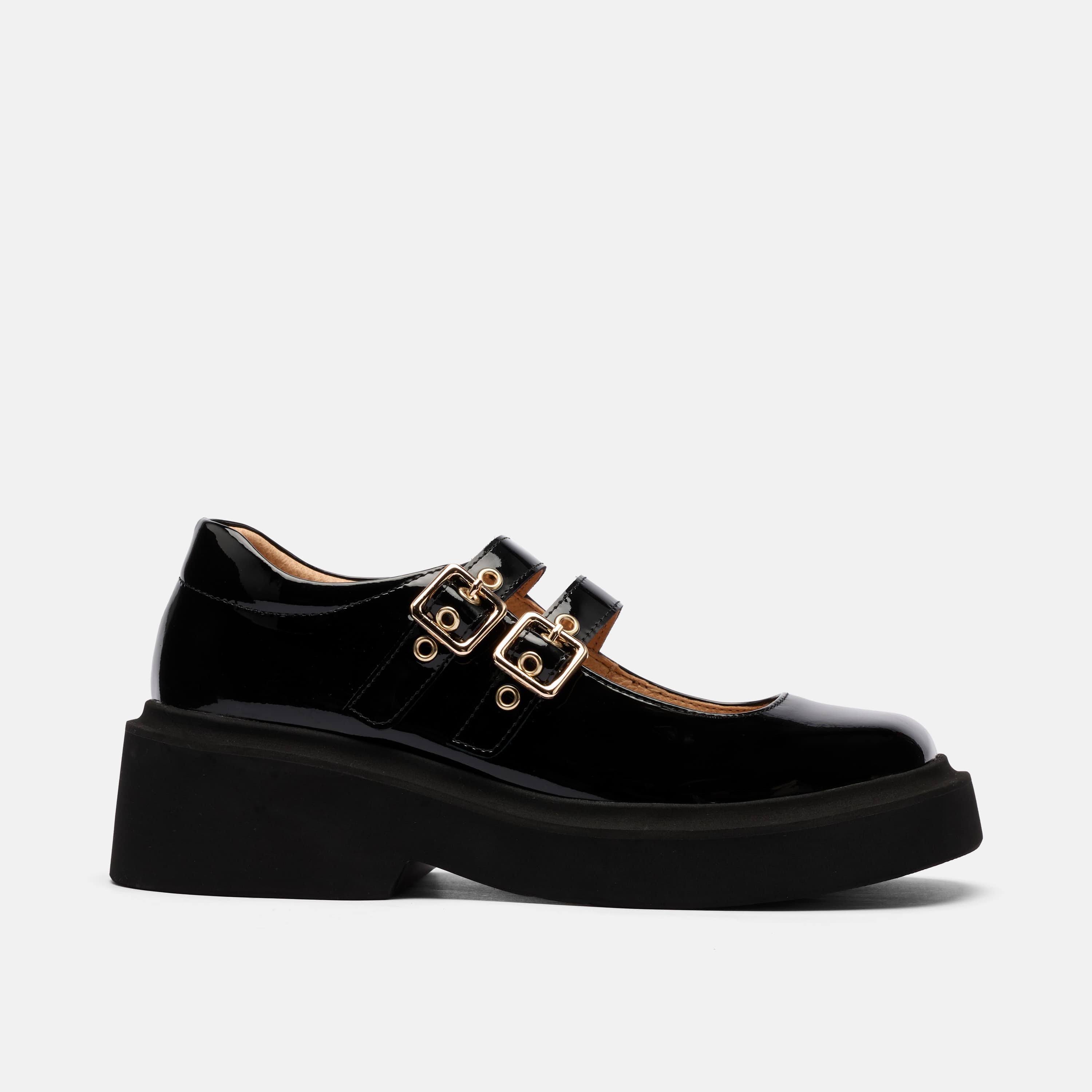 Lena Patent Double Buckle Mary Jane, Main, color, Black
