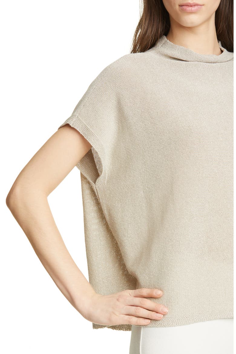 Funnel Neck Cotton Blend Boxy Sweater, Alternate, color, DOVE