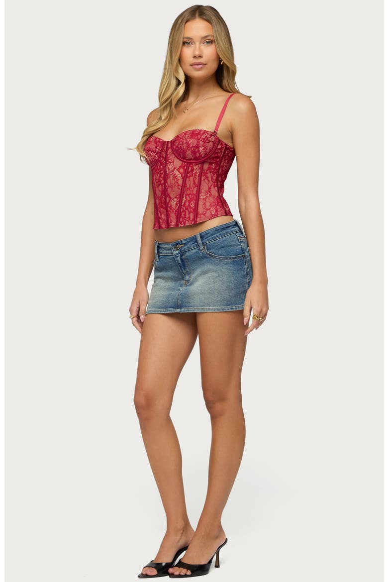 Saffire Crop Lace Corset Top, Alternate, color, BURGUNDY
