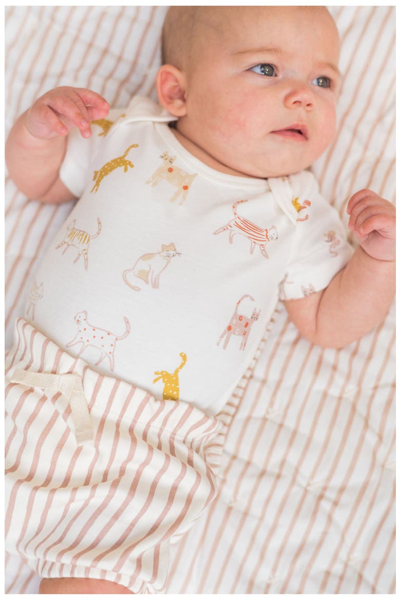 Copy Cat Print Organic Cotton Bodysuit, Alternate, color, COPY CAT