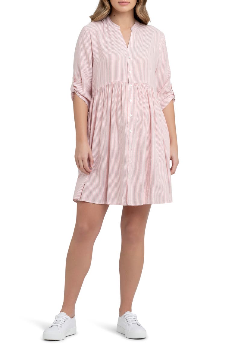Sam Stripe Maternity/Nursing Dress, Main, color, TERRACOTTA / WHITE