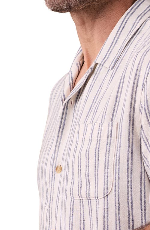 The Normal Brand Freshwater Cotton Camp Shirt In Vintage Blue Stripe