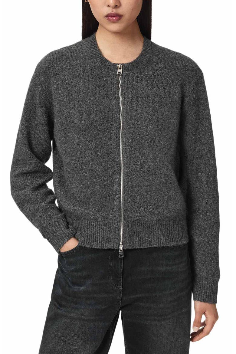 Effie Zip Cardigan, Main, color, GREY