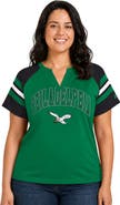 STARTER Women's Starter Kelly Green Philadelphia Eagles Plus Size Throwback Game On Notch Neck Raglan T-Shirt