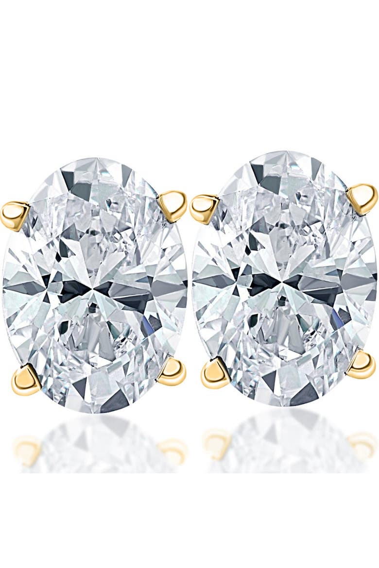 2 Ct Lab Grown Oval Shape Diamond Studs 14k Gold Earrings, Main, color, 14k Yellow Gold