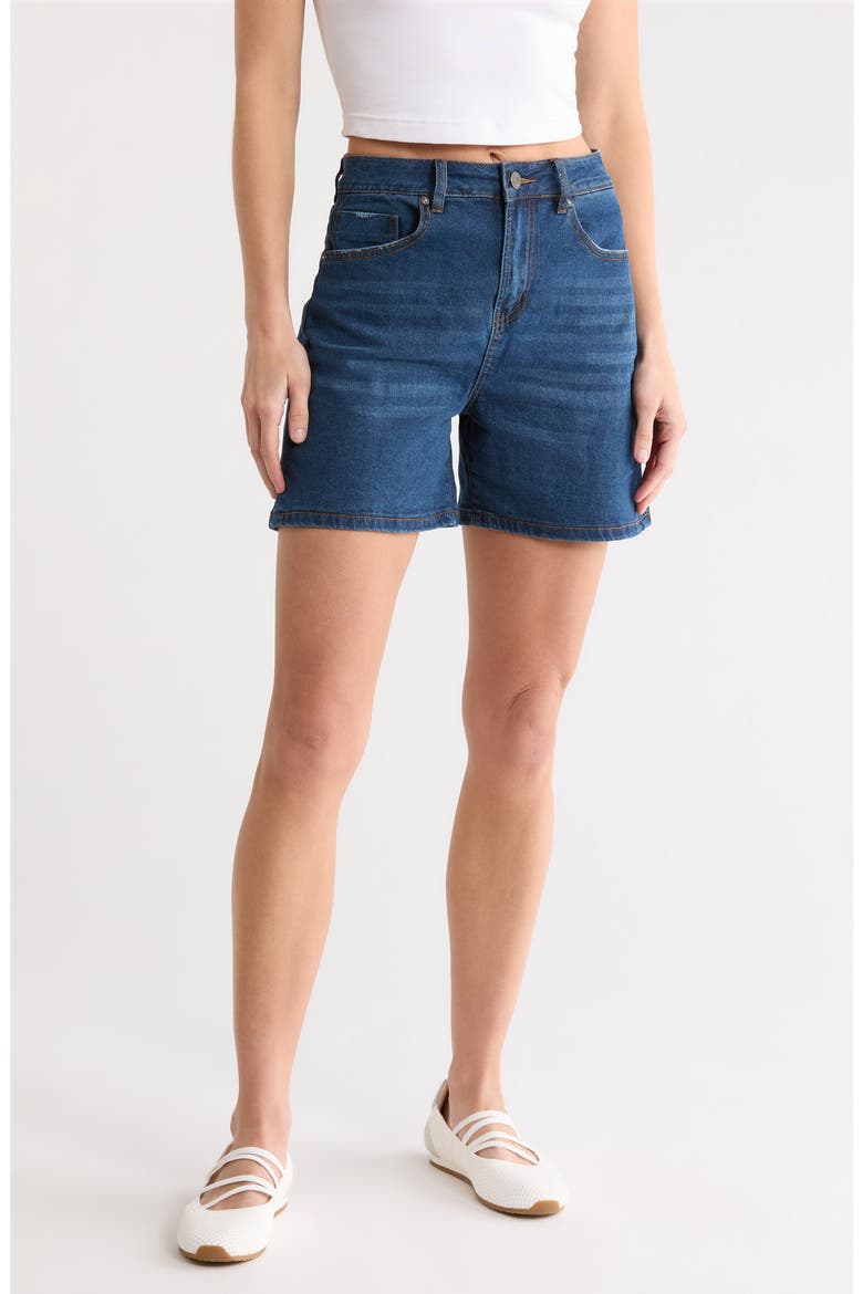 Clean Hem Denim Shorts, Main, color, DARK WASH