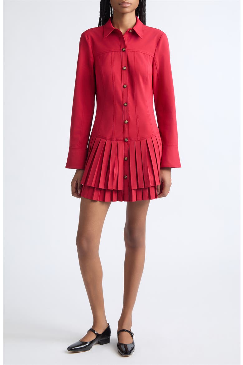 Dalissa Pleated Minidress, Main, color, WARM CRABERRY
