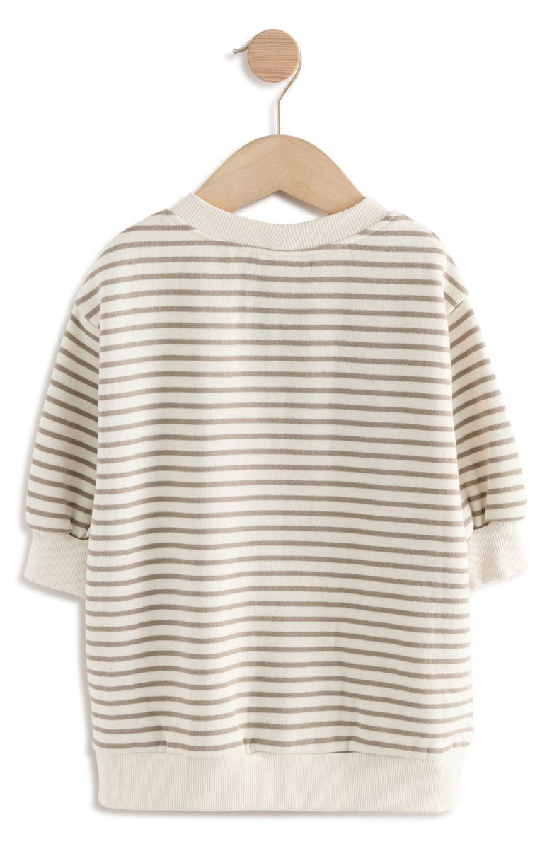 NEXT Kids' Bear Appliqué Stripe Long Sleeve Sweater Dress, Alternate, color, Neutral