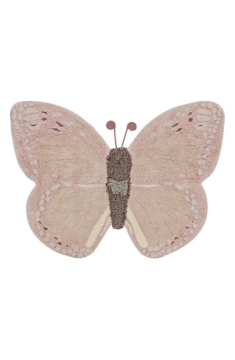 Lorena Canals Butterfly Washable Rug, Alternate, color, Rose