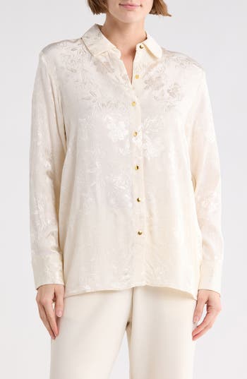 T Tahari Long Sleeve Button-up Shirt In White