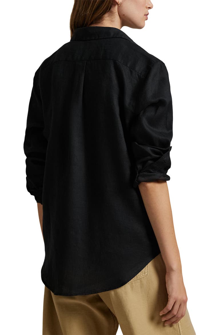 Classic Fit Linen Button-Up Shirt, Alternate, color, POLO BLACK