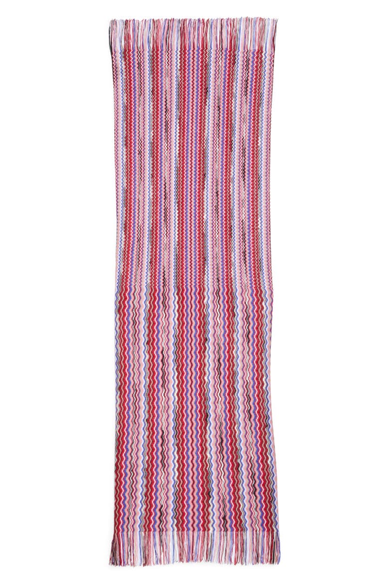 Mini Zigzag Fringe Scarf, Main, color, RED MULTI