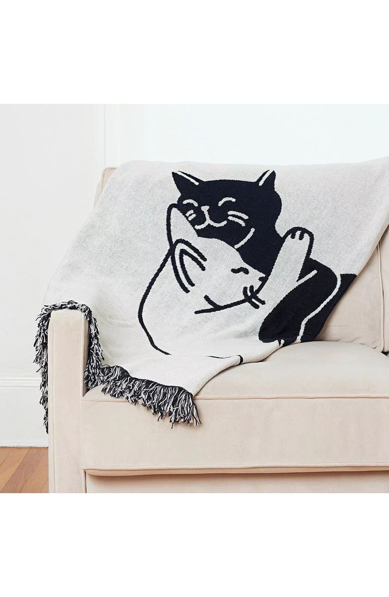Uncommon Goods Snuggle Cat Throw Blanket by Seltzer Goods, Alternate, color,