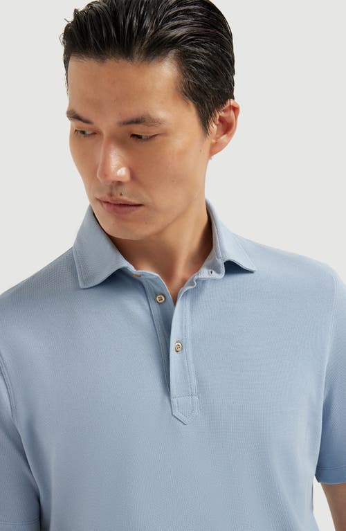 Brunello Cucinelli Men's Cotton Pique Polo Shirt In Blue