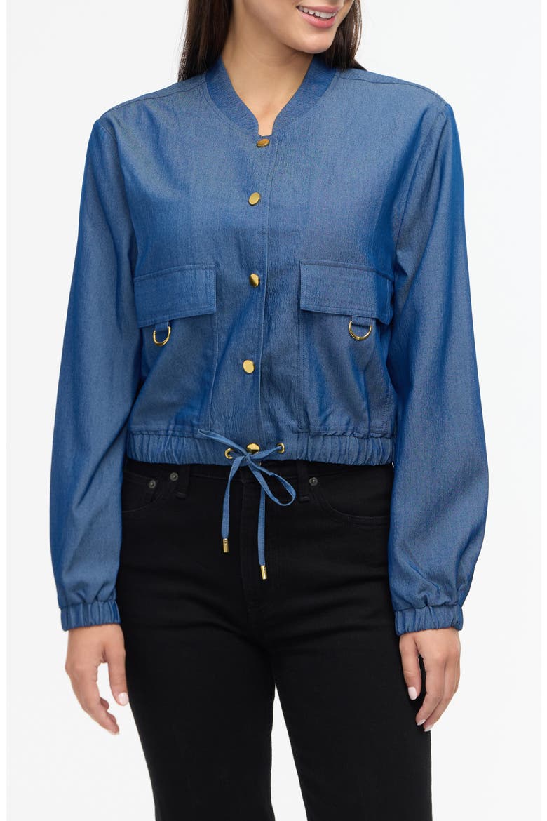 Cropped Bomber Jacket, Main, color, BLUE