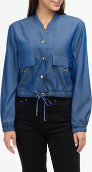 Ellen Tracy Cropped Bomber Jacket