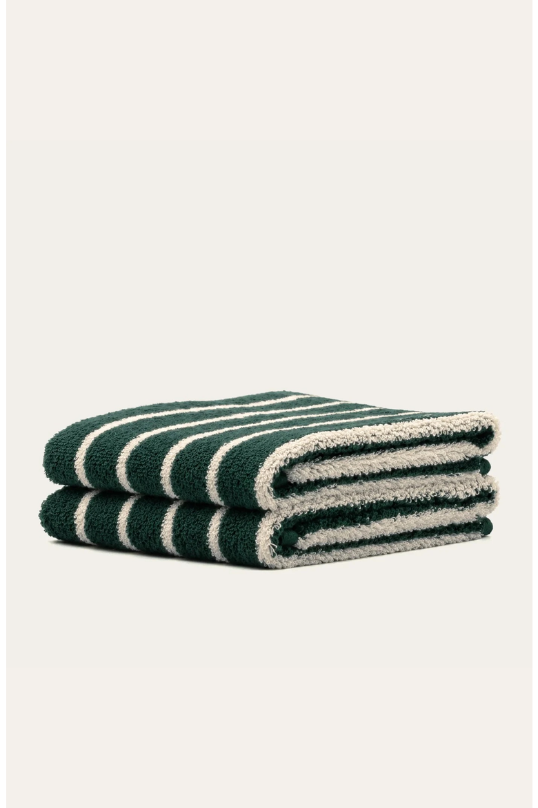 Ultraplush Australian Cotton 2-piece Hand Towel Set, Alternate, color, Verdant & Ecru