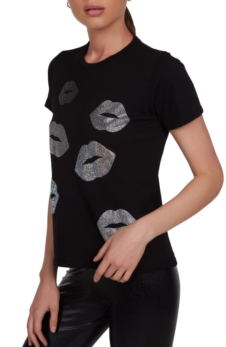 Lauren Moshi Croft Crystal Multi Lips Top, Alternate, color, Black
