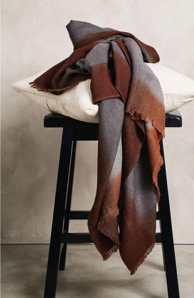 Studio Variously Handloom Handspun Merino Throw, Alternate, color, Brown