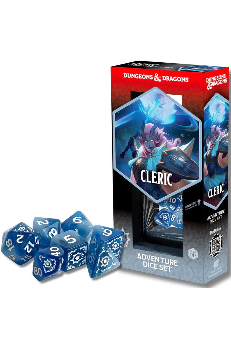 White and Blue 14 Piece RPG Die Set, Alternate, color, Multicolored