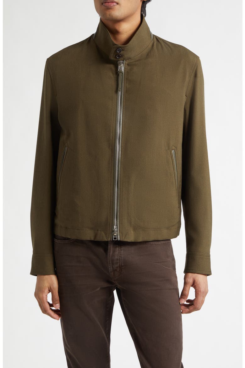Virgin Wool, Cashmere & Silk Harrington Jacket, Main, color, GREEN WOOD