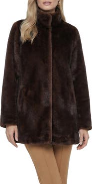 Lyla Grant Fur-Free Mink (Faux Fur) Reversible Jacket with Stand Collar