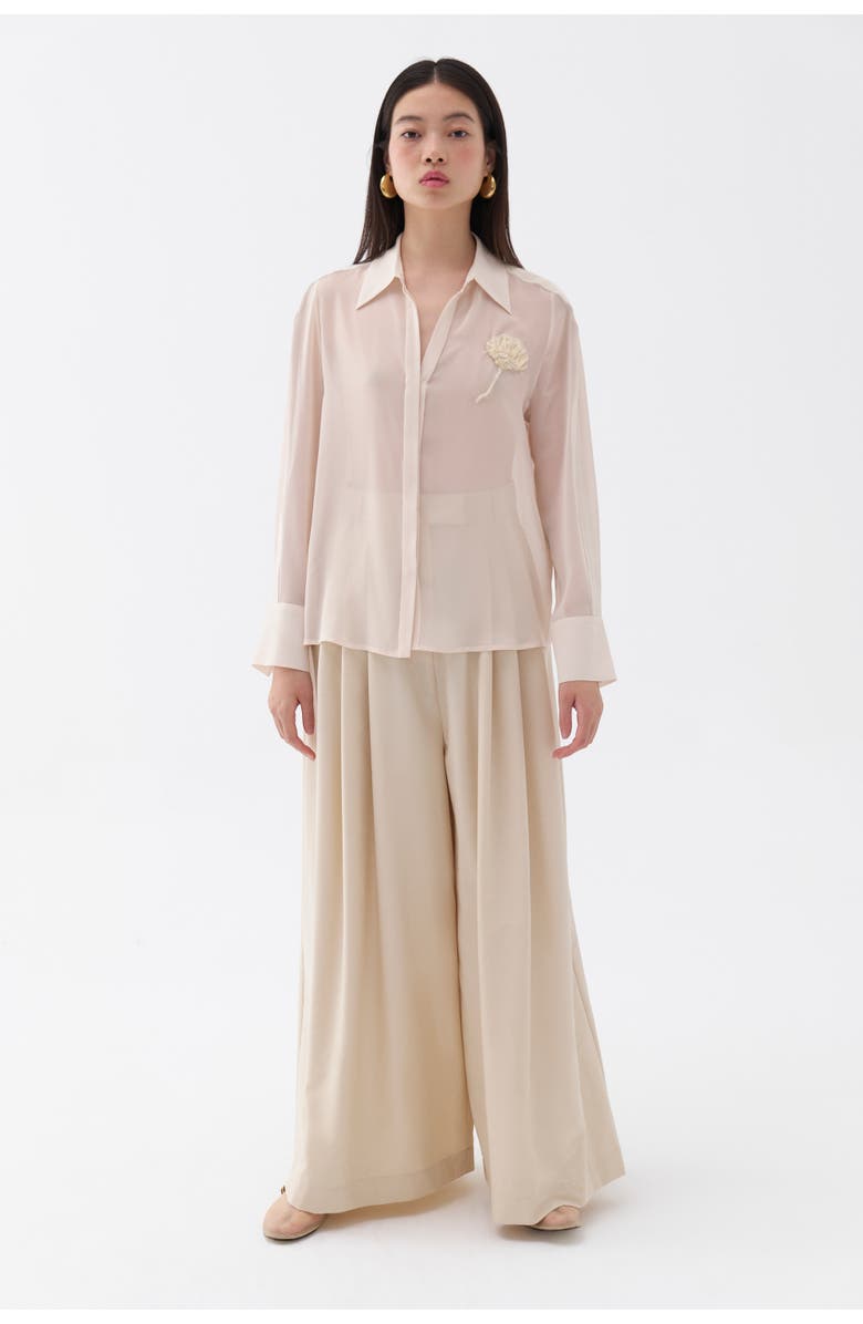 Nocturne Sheer Floral-Embroidered Shirt, Main, color,