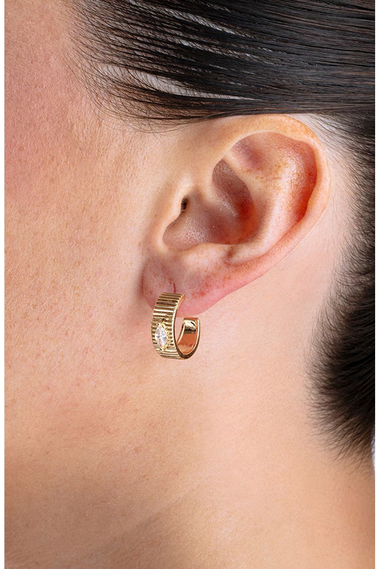 Ribbed Cubic Zirconia Statement Hoop Earrings, Alternate, color, GOLD